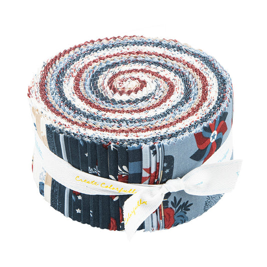 RED, WHITE & TRUE 2.5" Rolie Polie Strips by DANI MOGSTAD