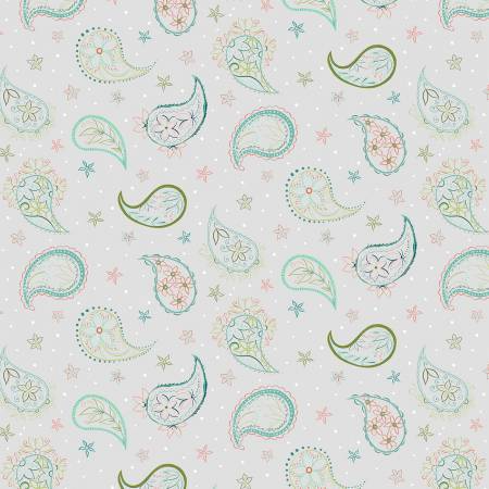 Gray Paisley Contour - Blissful Fabric Collection (1/2 yd.)