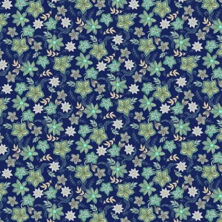 Navy Graphic Floral - Blissful Fabric Collection (1/2 yd.)
